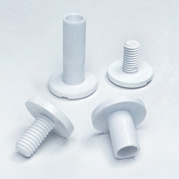 Popco's push-lock screws in white. Large-head style.