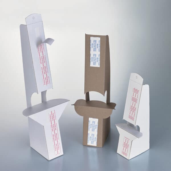 Easels in white and tan card stock with tape strips.