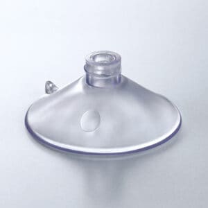 A suction cup with a cylinder-like top stem.