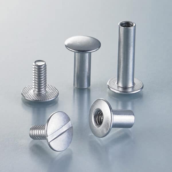 Popco's aluminum posts and screws, also called Chicago screws.