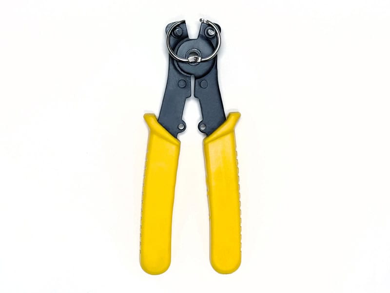 A seal-ring pliers with a steel book ring.