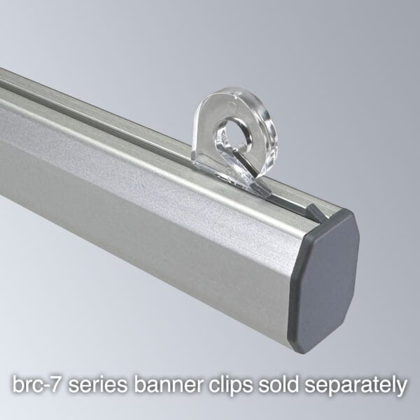 Popco's new aluminum snap rail kit, shown assembled, with a BRC-7 banner clip (sold separately).