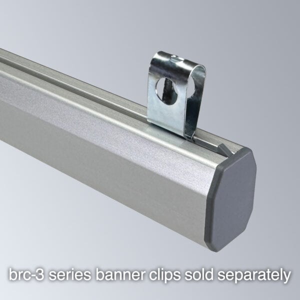Popco's new aluminum snap rail kit, shown assembled, with a BRC-3 banner clip (sold separately).