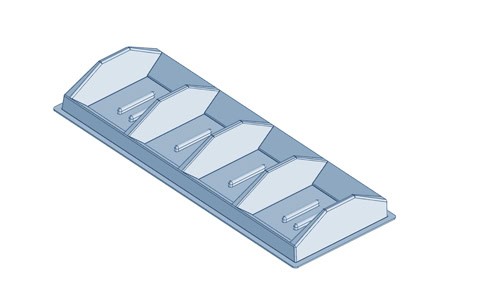 custom vacuum formed tray - 4-row angled rib tray