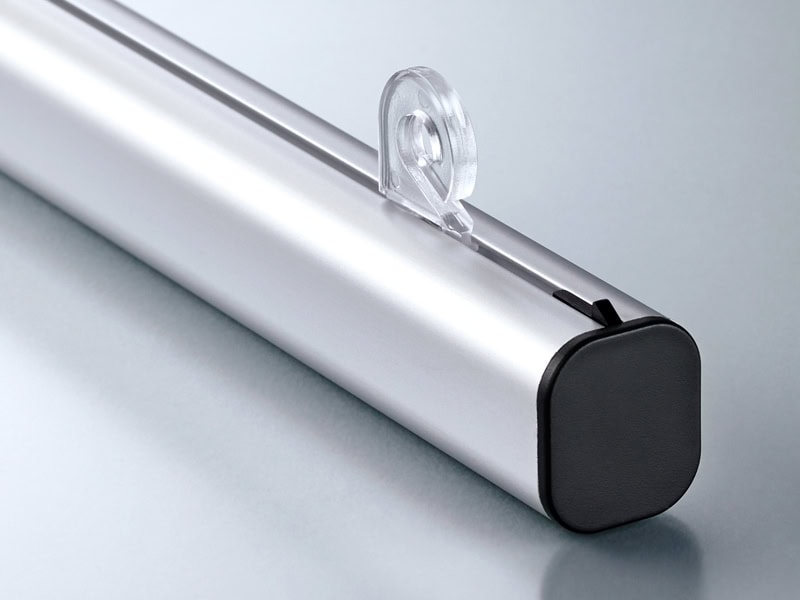 Aluminum snap rail poster hanging hardware from Popco, Inc.